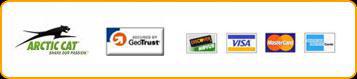 We sell Arctic Cat products. We accept Discover, Visa, MasterCard, and American Express.