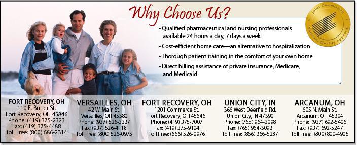 Why choose us? Qualified pharmaceutical and nursing professionals available 24 hours a day, 7 days a week. Cost-efficient home care—an alternative to hospitalization. Thorough patient training in the comfort of your own home. Direct billing assistance of private insurance, Medicare, and Medicaid.