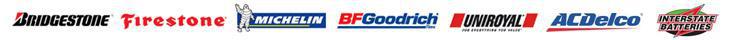 We carry Michelin, BFGoodrich, Uniroyal, Bridgestone, Firestone, ACDelco, and Interstate Battery.