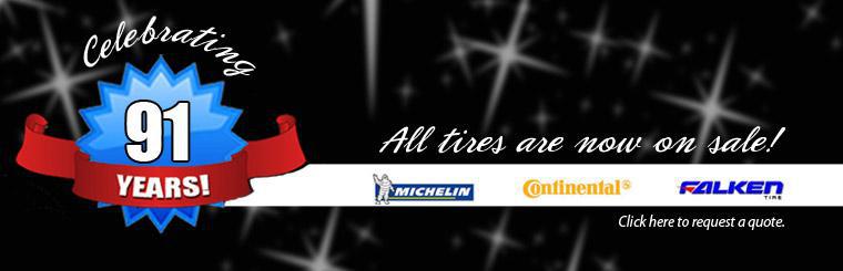 All tires are now on sale! Click here to request a quote.