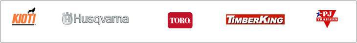 Brands we carry include KIOTI, Husqvarna, Toro, TimberKing, and PJ Trailers.
