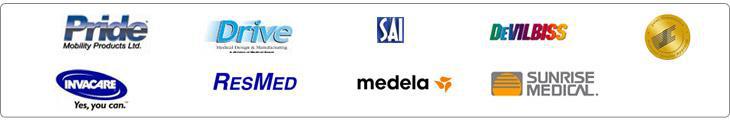 We carry products from Pride, Invacare, Drive, ResMed, SAI, Medela, DeVilbliss, and Sunrise Medical.