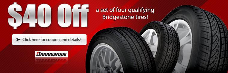 Take $40 of a set of four qualifying Bridgestone tires.