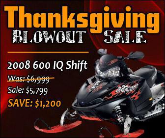 Thanksgiving Blowout Sale: 2008 600 IQ Shift was $6.999, sale $5,799, save $1,200!