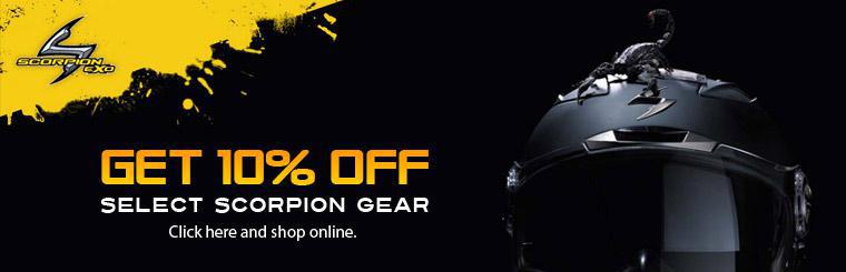 Get 10% off select Scorpion gear. Click here and shop online.