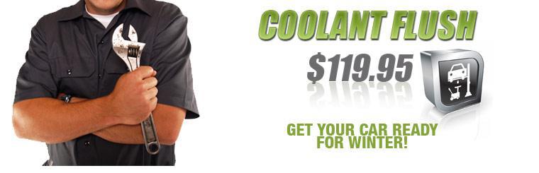 Get your car ready for winter with a coolant flush for $119.95.