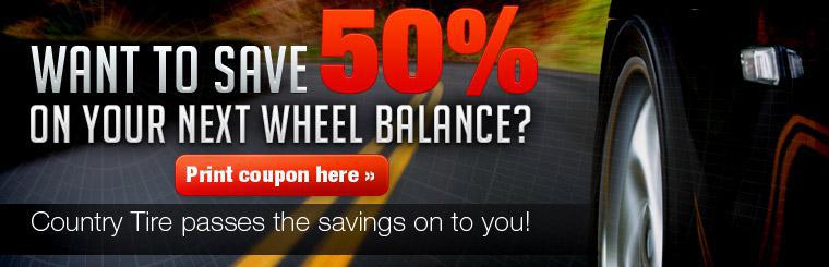 Take 50% off your next wheel balance. Click here for coupon.