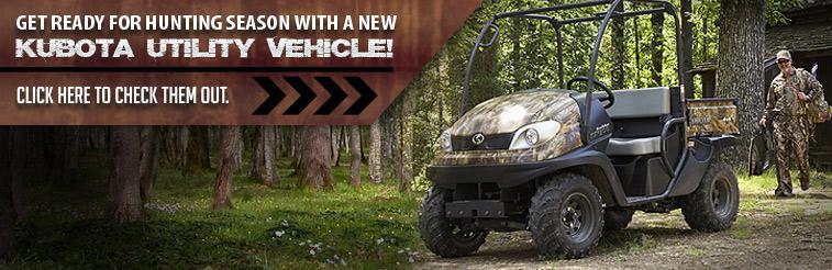 Get ready for hunting season with a new Kubota utility vehicle! Click here to check them out.
