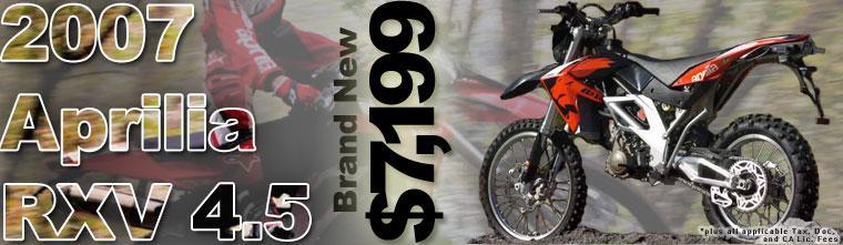 BRAND NEW 2007 Aprilia RXV 4.5 Now $1000 Off!!