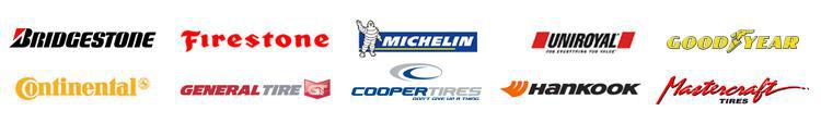 We carry products from Bridgestone, Firestone, Michelin, Uniroyal, Good Year, Continental, General, Cooper, Hankook, and Mastercraft.