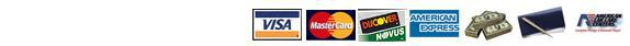 We accept Visa, MasterCard, Discover, American Express, cash, checks, and American Car Care Centers cards.