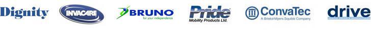 We carry products from Dignity, Invacare, Bruno, Pride, ConvaTec, and Drive.