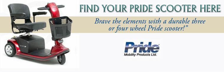 Find your Pride scooter here! Brave the elements with a durable three or four wheel Pride scooter!