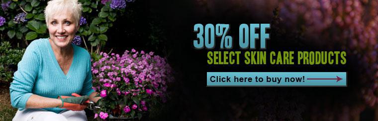 Take 30% off select skin care products.