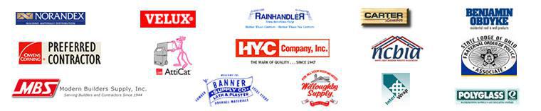 We carry Norandex, Velux, Rainhandler, Carter Lumber, Benjamin Obdyke, Modern Builders Supply, InterWrap, HYC Company, Polyglass, Banner Supply Co., and Willoughby Supply products. We are an Owen's Corning Preferred Contractor. We are affiliated with the NCBIA and the State Lodge of Ohio.