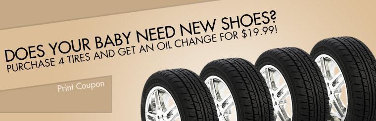 Purchase four tires from CarMerica Tire Pros and get an oil change for $19.99!