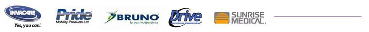 We offer great products by Invacare, Pride, Bruno, Drive, and Sunrise Medical.