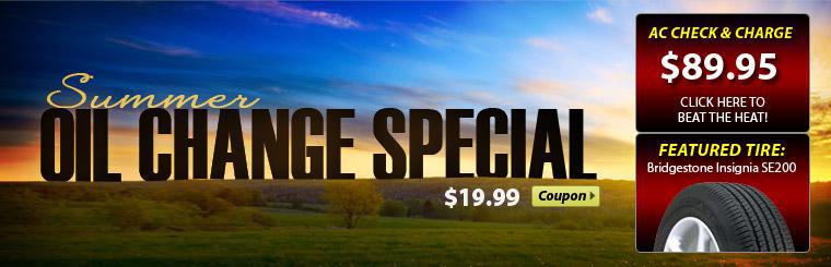 Air Conditioning Special: $89.95. Offer includes AC system vacuum test and recharge.