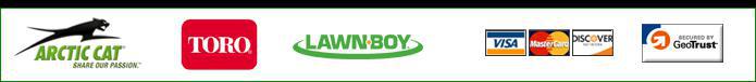 We carry Arctic Cat, Toro, and LawnBoy products. We accept Visa, MasterCard, and Discover.