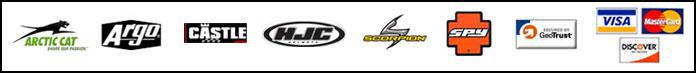 We carry products from Arctic Cat, Argo, Castle, HJC, Scorpion, and Spy. We accept the following forms of payment: Visa, MasterCard, and Discover.
