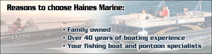 Haines Marine Service is family owned with over 40 years of boating experience. We are your fishing boat and pontoon specialists!