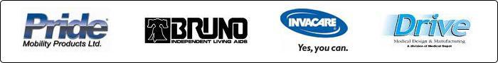 Brands we carry include Pride, Bruno, Invacare, Drive.