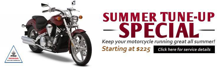 Keep your motorcycle running great all summer! Click here for service details.