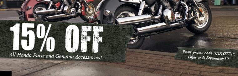 Get 15% off Honda parts and genuine accessories! Offer ends September 30. Click here to shop.