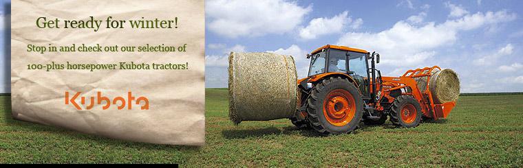 Stop in and check out our selection of 100-plus horsepower Kubota tractors!