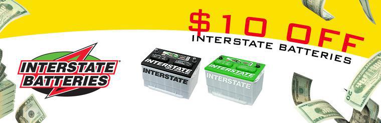 Save $10 on Interstate batteries.