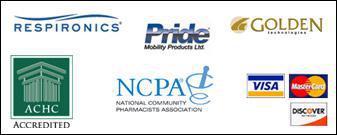 We carry Respironics, Pride, and Golden Technologies products. We are accredited with ACHC and NCPA. We accept Visa, MaserCard, and Discover.