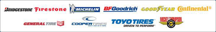 We carry products from Bridgestone, Firestone, Michelin, BFGoodrich, Goodyear, Continental, General, Cooper, Toyo, and Mickey Thompson.