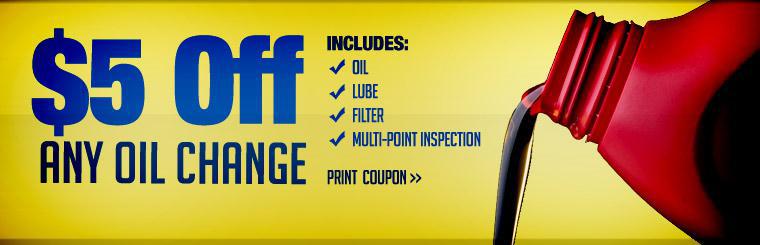 Take $5 off any oil change.