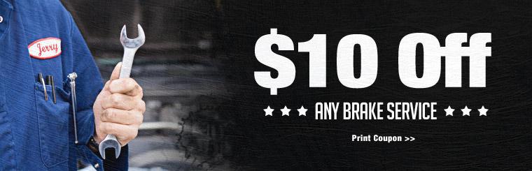 Take $10 off any brake service.