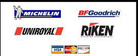 We offer products from Michelin, BFGoodrich, Uniroyal and Riken. We accept Visa, MasterCard, and Discover.