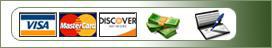 We accept Visa, MasterCard, Discover, cash, and checks.