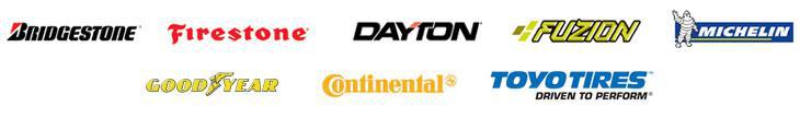 We carry Bridgestone, Firestone, Dayton, Fuzion, Michelin, Goodyear, Continental, and Toyo.