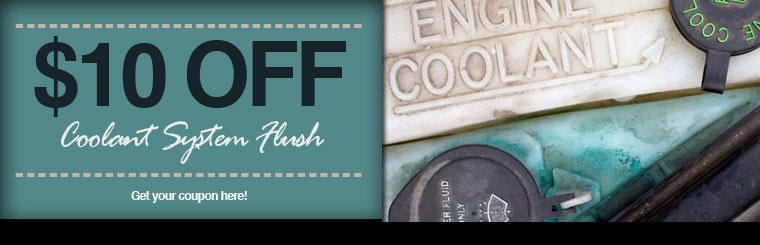 Take $10 off a coolant system flush. Click here for coupon.