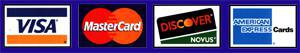 We accept the following payment methods: Visa, MasterCard, Discover, and American Express