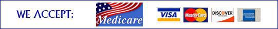 We accept Medicare, Visa, MasterCard, Discover, and American Express.