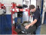 Putting on a new set of tires