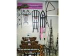 Wrought iron garden accessories add flower drama!